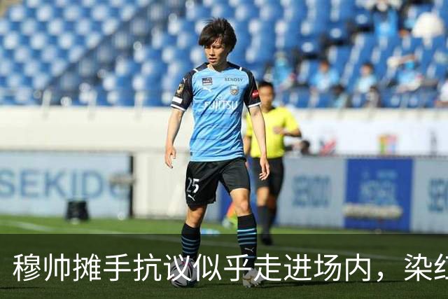穆帅摊手抗议似乎走进场内，染红后手指自己